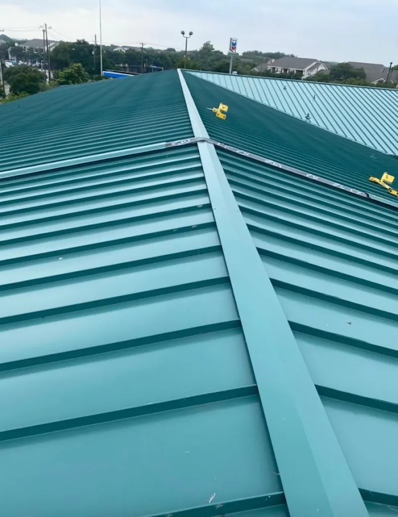 Green commercial metal roof ridge and valley for Metal Roof Repair in Bayville